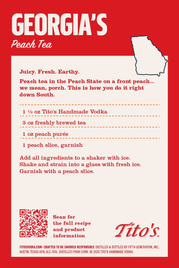 Tito Tea Peach Tea - Tito’s Handmade Vodka
